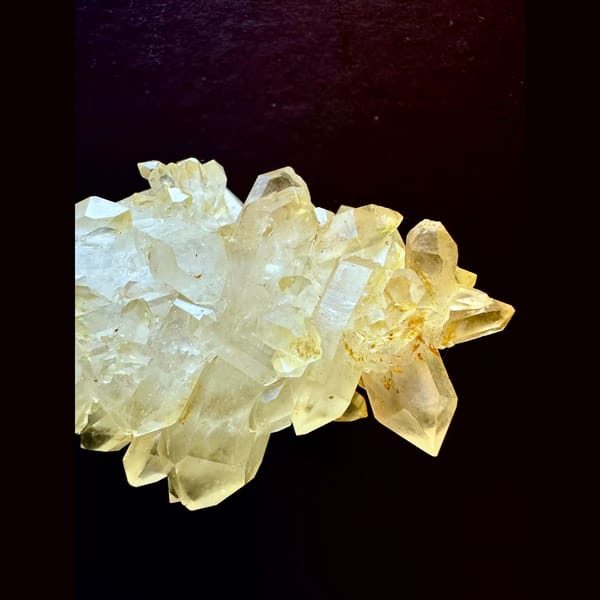 Double-terminated yellow quartz cluster from Brazil — alternate view