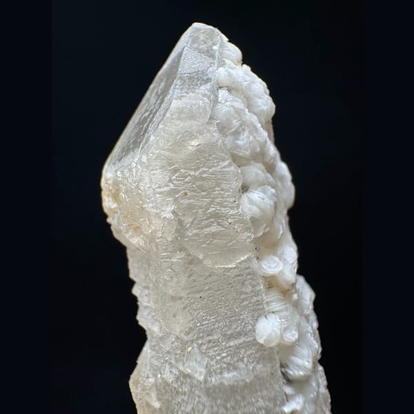 Quartz floater with petal calcite from Inner Mongolia — detail view
