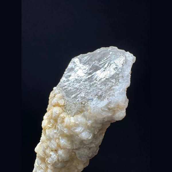 Quartz floater with petal calcite from Inner Mongolia — detail view