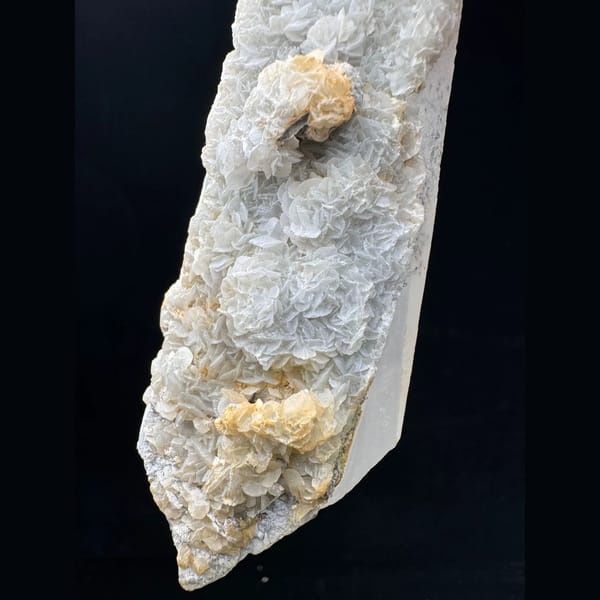 Large quartz with two-tone petal calcite from Inner Mongolia — alternate view