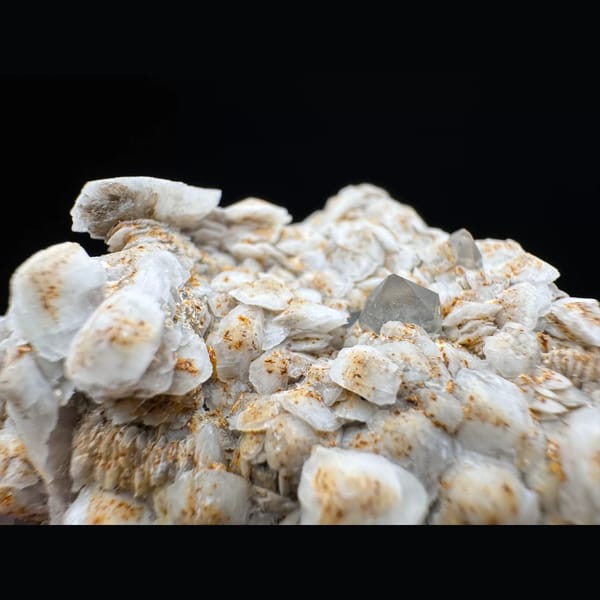 Quartz cluster with layered petal calcite from Inner Mongolia — complete view