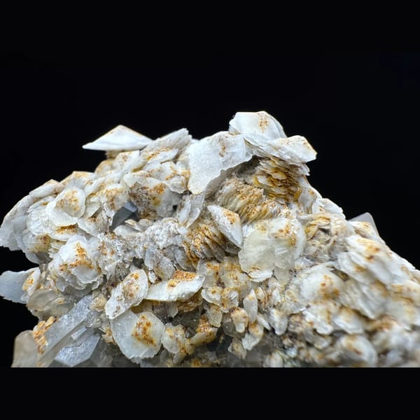 Quartz cluster with layered petal calcite from Inner Mongolia — alternate view
