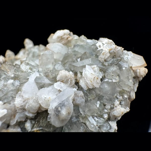 Quartz cluster with layered petal calcite from Inner Mongolia — detail view