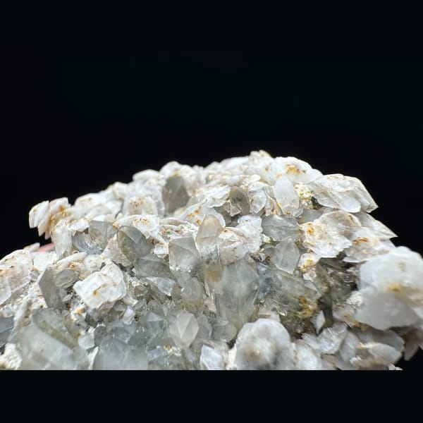 Quartz cluster with layered petal calcite from Inner Mongolia — detail view