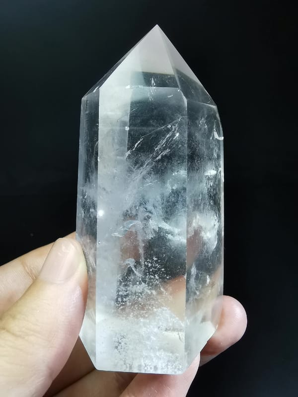 Large Clear Quartz Point with Base Chip — complete mineral specimen view 3