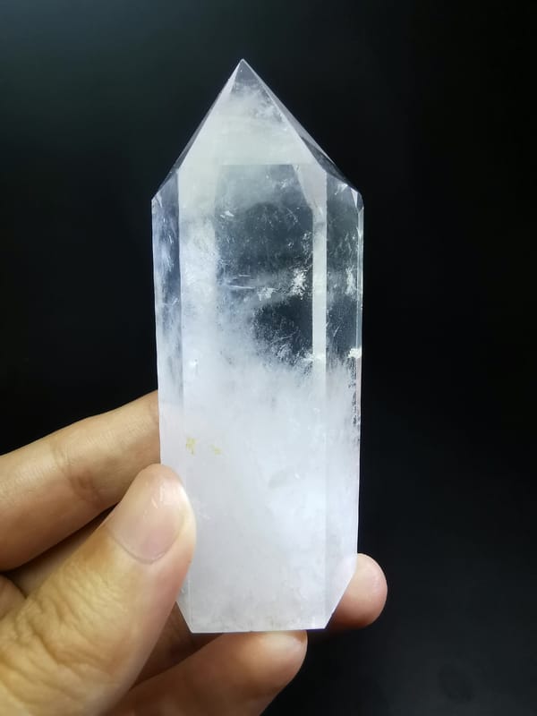 Phantom-Layer Quartz Polished Point — complete mineral specimen view 1