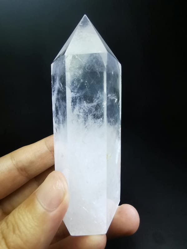 Phantom-Layer Quartz Polished Point — complete mineral specimen view 2