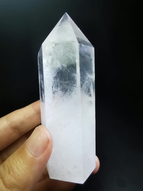 Phantom-Layer Quartz Polished Point — complete mineral specimen view 3