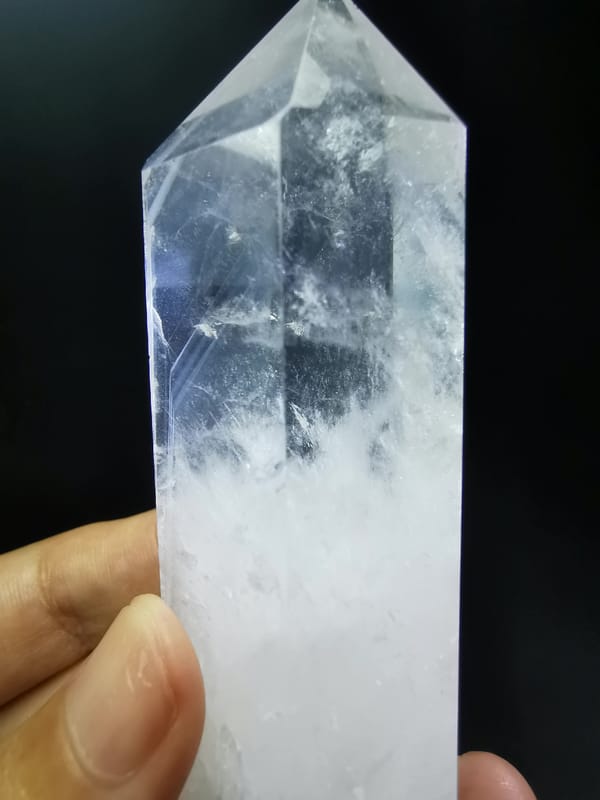 Phantom-Layer Quartz Polished Point — complete mineral specimen view 4