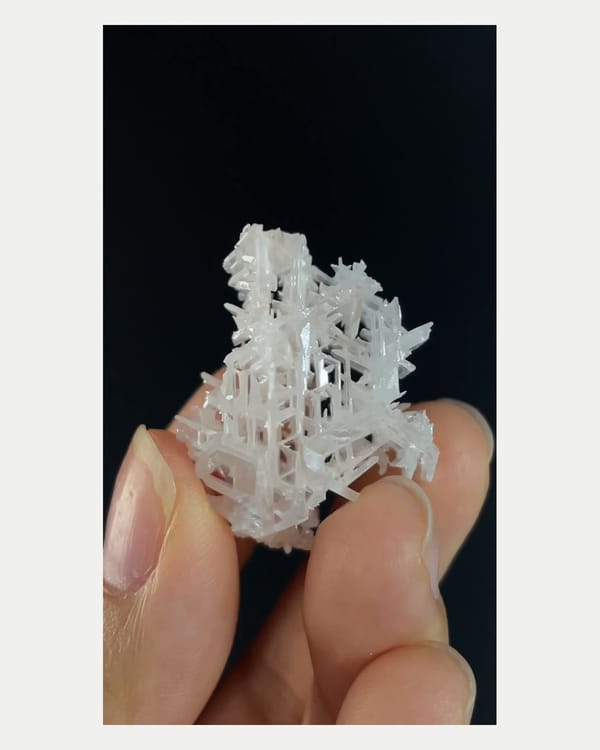 Complete reverse view of snowflake cerussite crystal cluster