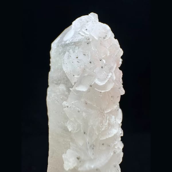 Quartz with pink petal calcite from Inner Mongolia — detail view