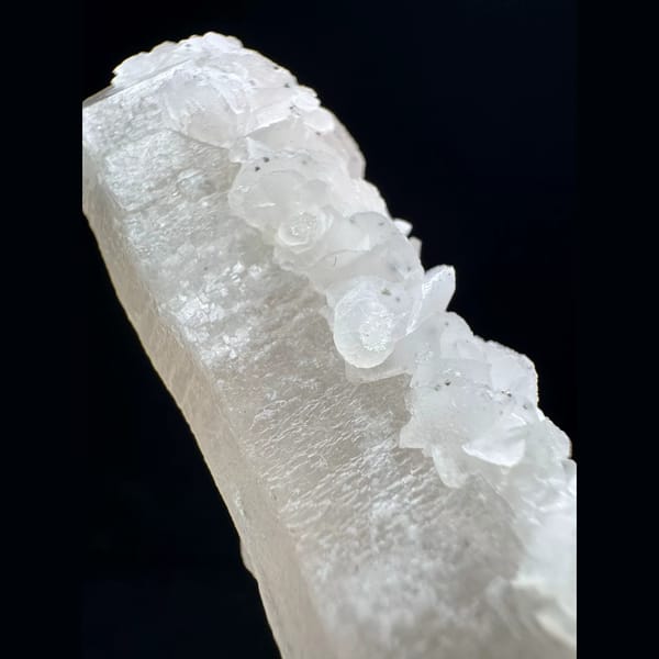 Quartz with pink petal calcite from Inner Mongolia — detail view