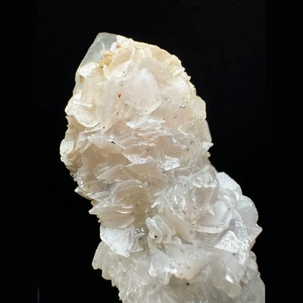 Quartz with pale pink calcite from Inner Mongolia — detail view