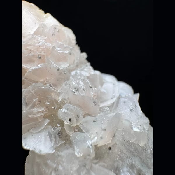 Quartz with pale pink calcite from Inner Mongolia — detail view