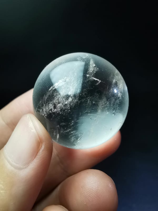 Feathered Blue Needle Quartz Sphere — complete mineral specimen view 5