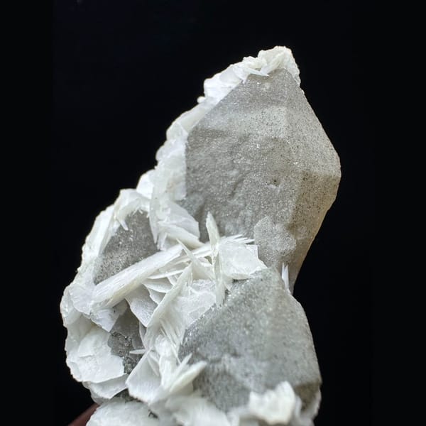 Quartz with white petal calcite from Inner Mongolia — alternate view