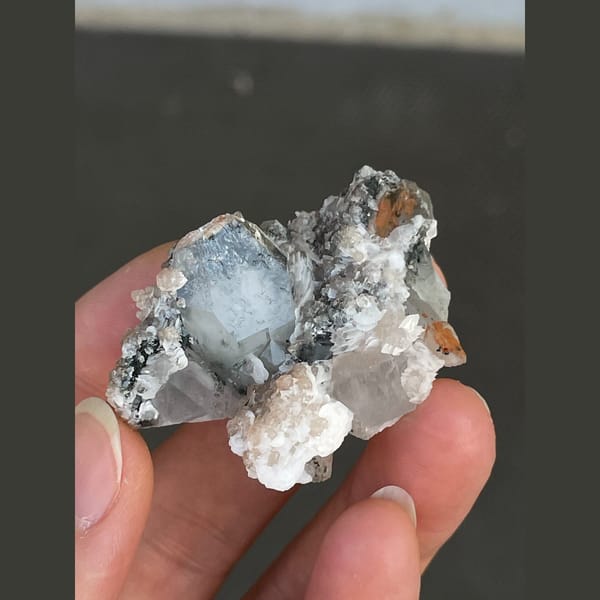 Clear quartz with bladed calcite from Fujian — alternate view