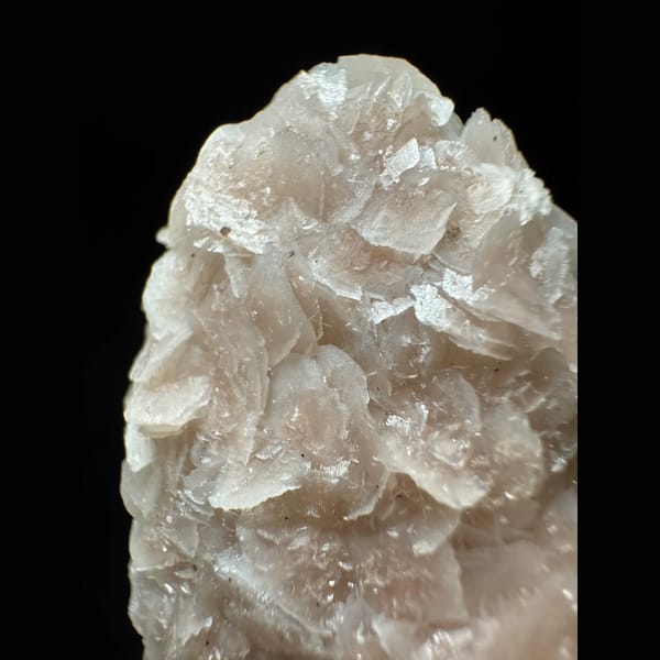Quartz with pink-white petal calcite from Inner Mongolia — detail view
