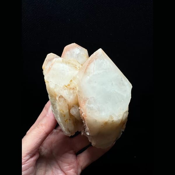 Red phantom quartz cluster from South Africa — complete view