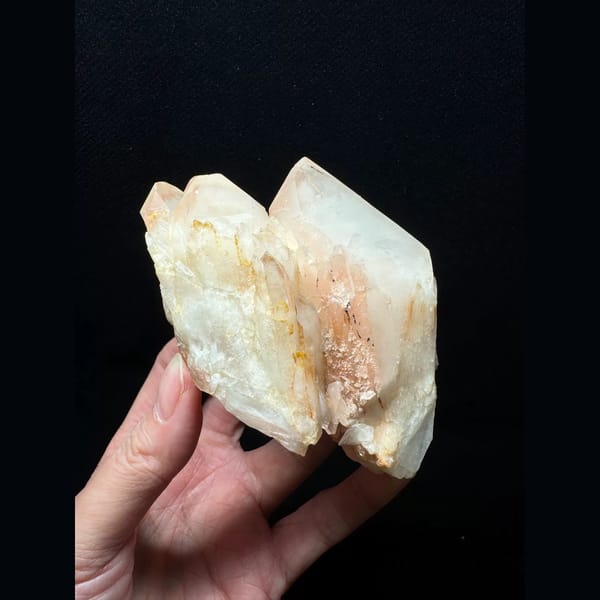 Red phantom quartz cluster from South Africa — alternate view