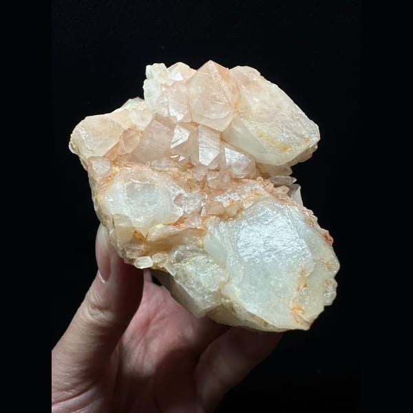 Red phantom quartz cluster from South Africa — alternate view