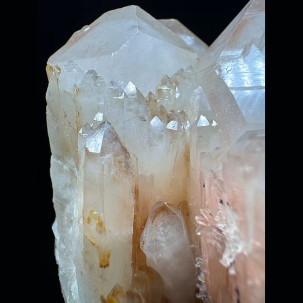 Red phantom quartz cluster from South Africa — detail view