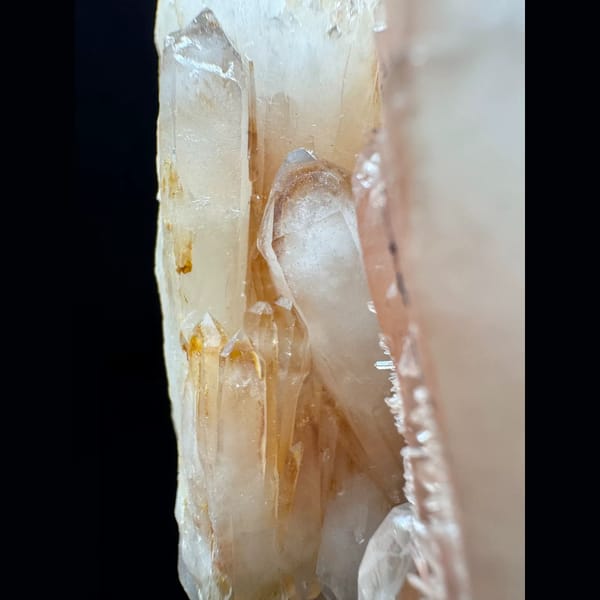 Red phantom quartz cluster from South Africa — detail view