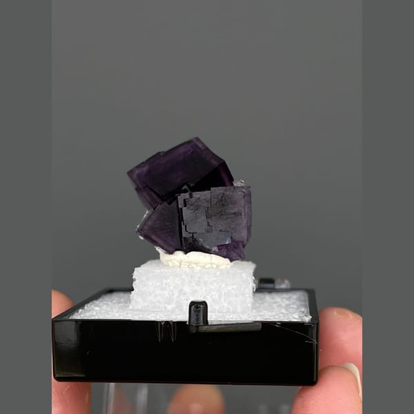 Small deep purple fluorite cube from Anhui — complete view