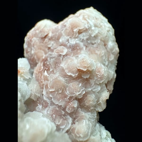 Quartz with pink-white petal calcite from Inner Mongolia — detail view