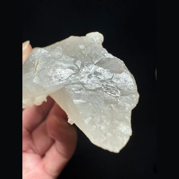 Quartz floater with pink petal calcite from Inner Mongolia — alternate view