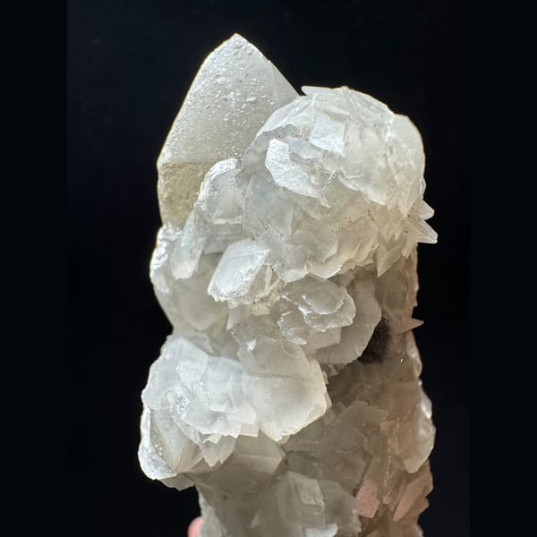 Quartz floater with white petal calcite from Inner Mongolia — alternate view