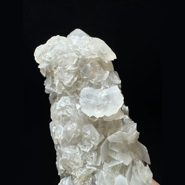Quartz floater with white petal calcite from Inner Mongolia — detail view