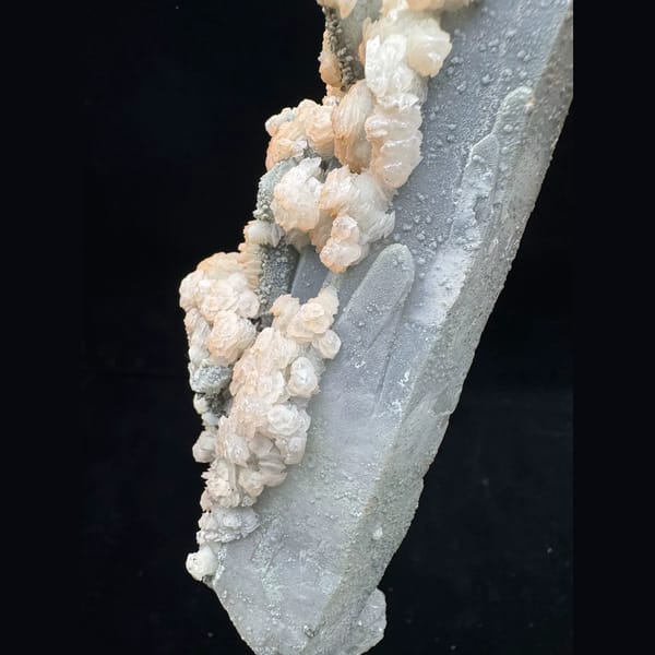 Large quartz with layered petal calcite from Inner Mongolia — detail view