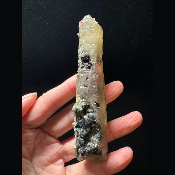 Quartz floater with specular hematite from Inner Mongolia — alternate view