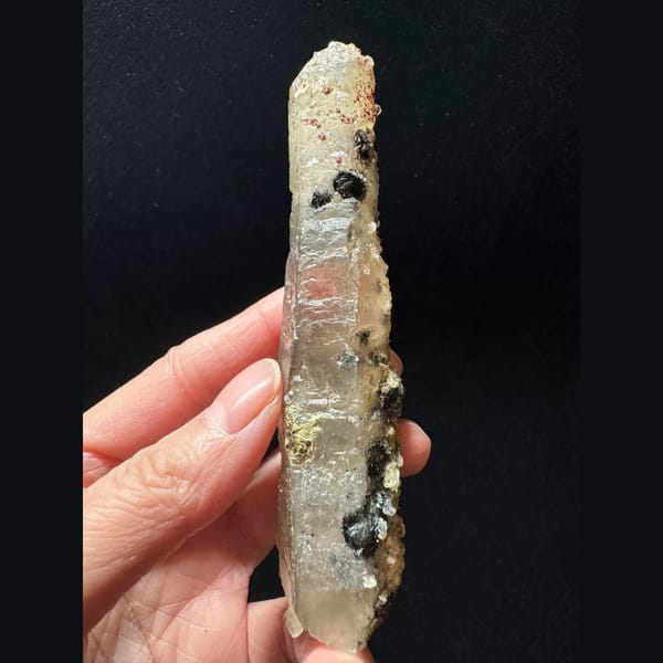 Quartz floater with specular hematite from Inner Mongolia — alternate view