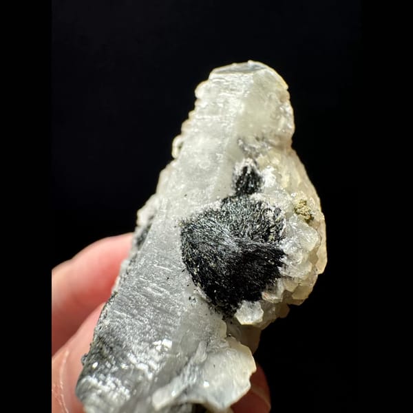 Small quartz with petal calcite and hematite from Inner Mongolia — alternate view