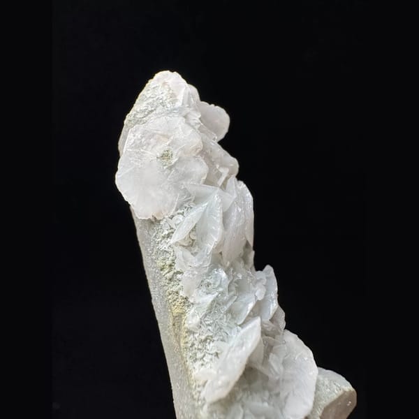 Small quartz floater with white petal calcite from Inner Mongolia — alternate view