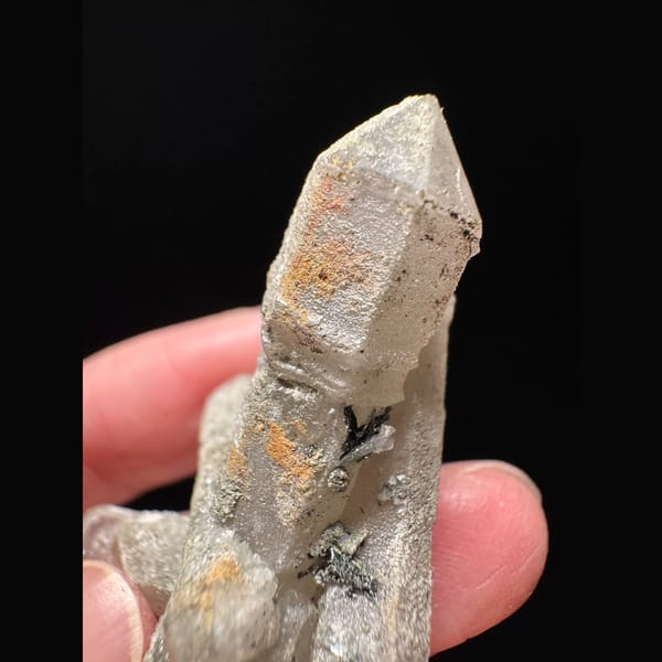 Pale purple scepter quartz floater from Inner Mongolia — detail view