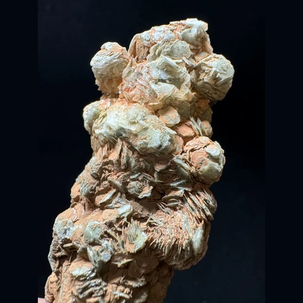 Sugar quartz with green petal calcite and red mud from Inner Mongolia — alternate view