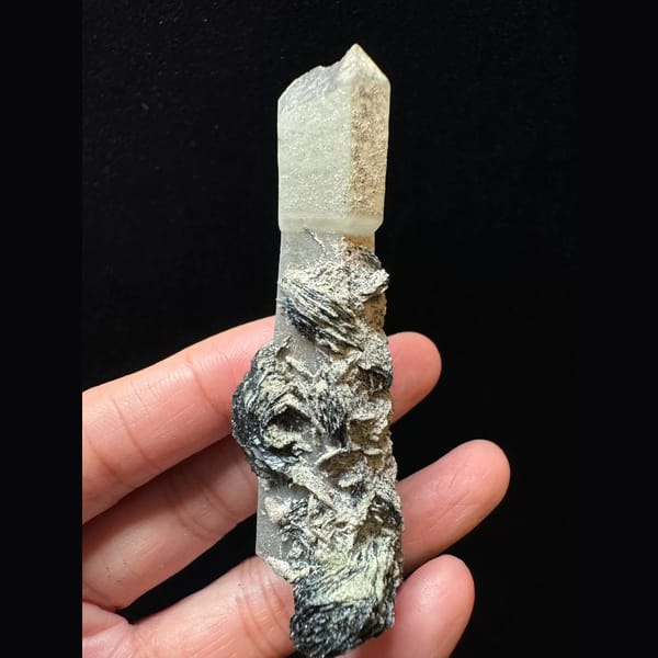 Scepter quartz with specular hematite from Inner Mongolia — alternate view