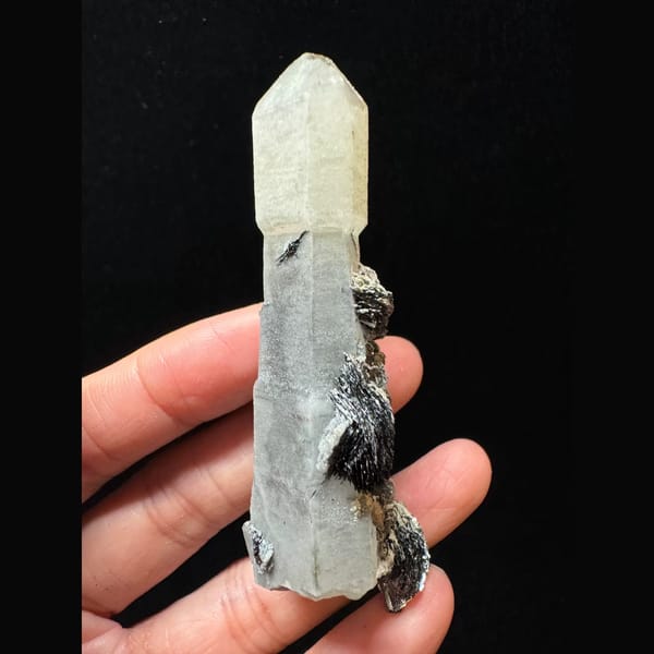 Scepter quartz with specular hematite from Inner Mongolia — alternate view