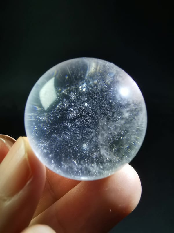 Starry Quartz Sphere with Rainbow — complete mineral specimen view 3