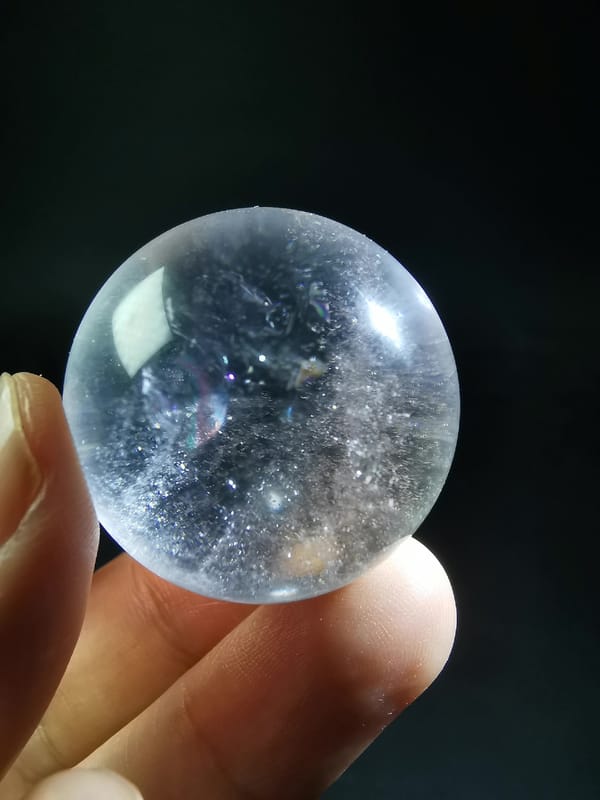 Starry Quartz Sphere with Rainbow — complete mineral specimen view 5