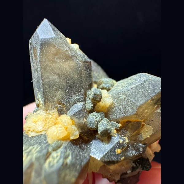 Smoky quartz with garnet from Yunxiao Fujian — alternate view