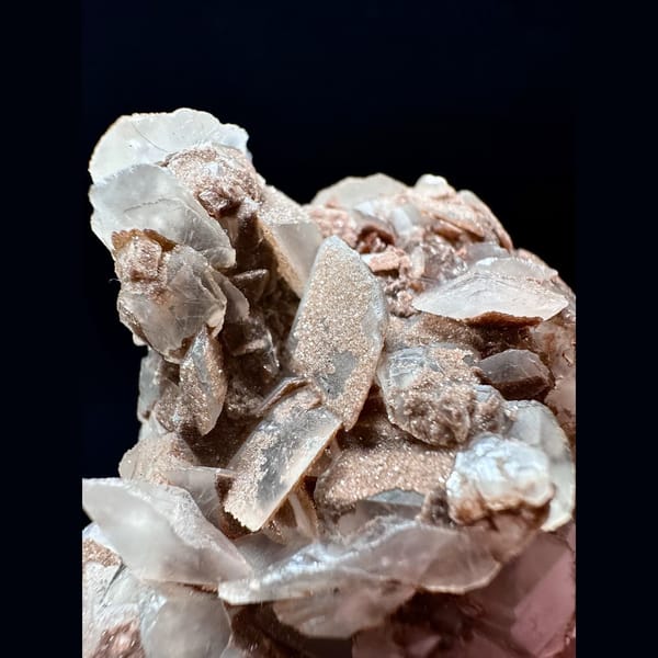 Pink petal calcite floater from Inner Mongolia — detail view