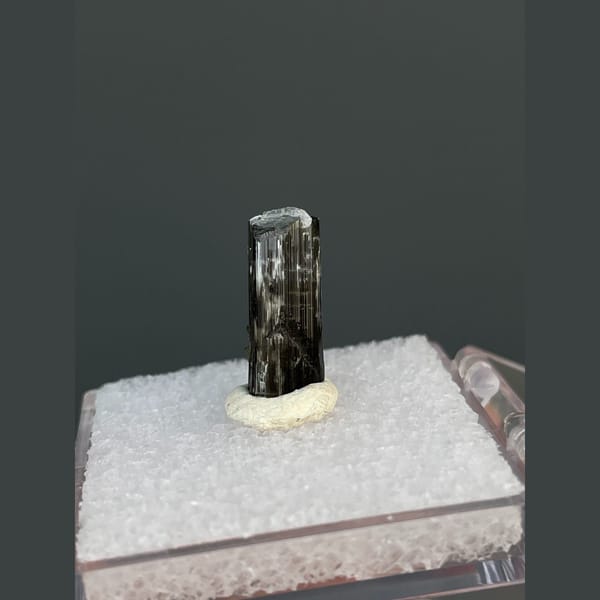 Small striated black tourmaline crystal from Brazil — alternate view