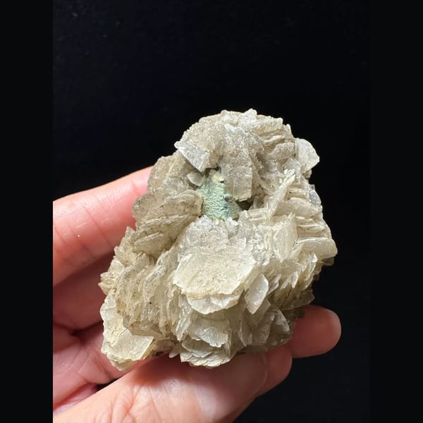 Green-skinned quartz with petal calcite from Inner Mongolia — complete view