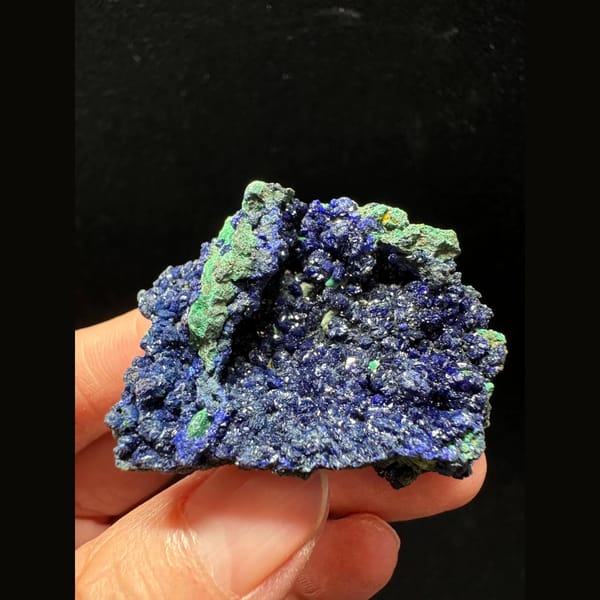 Granular azurite with malachite from Anhui — complete view