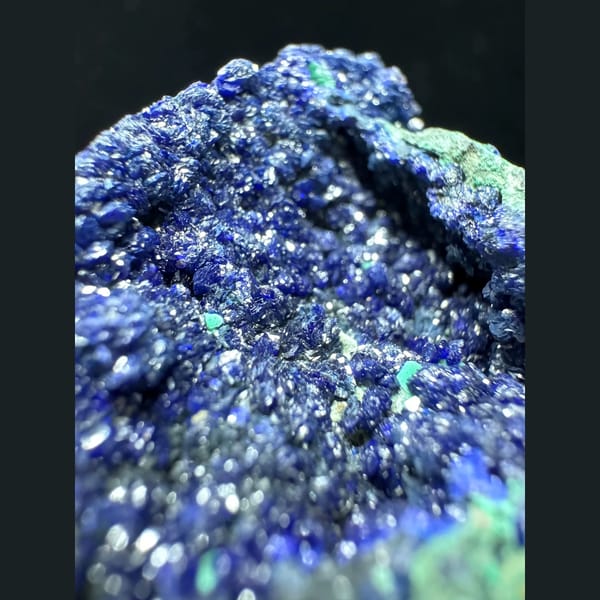 Granular azurite with malachite from Anhui — alternate view