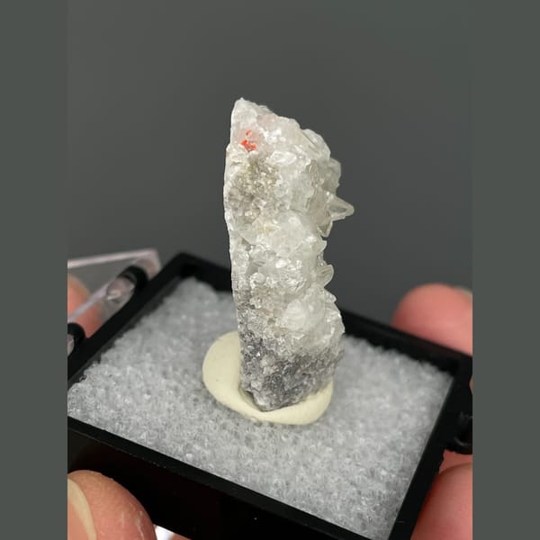 Small frosted white calcite crystal from Shimen, Hunan — alternate view